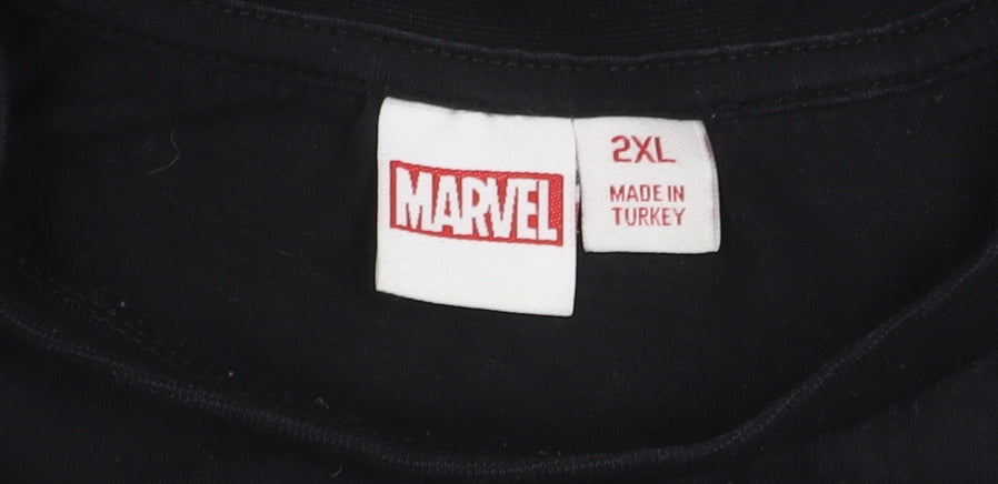 Marvel Men's 2XL Black Cotton T-Shirt with Logo