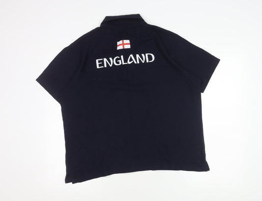 Men's Blue England Polo Shirt, L - Short Sleeve, Sport