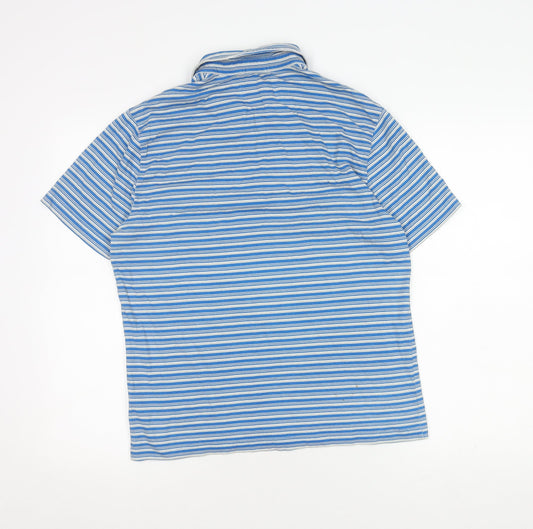 Penguin Men's Blue Striped Polo Shirt - Slim Fit