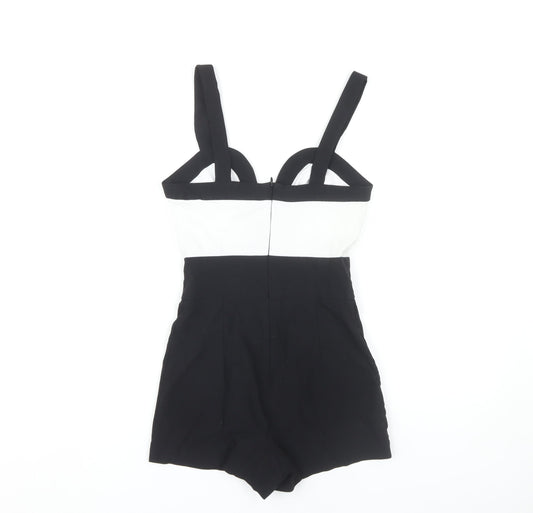 Miss Selfridge Women's Black & White Sleeveless Playsuit UK 8