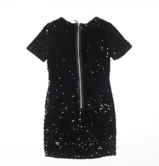 Topshop Women’s Black Sequin Bodycon Party Dress Size 6