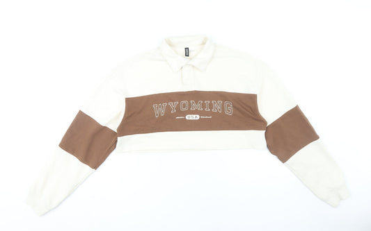 Womens UK Size S H&M Brown Cropped Polo