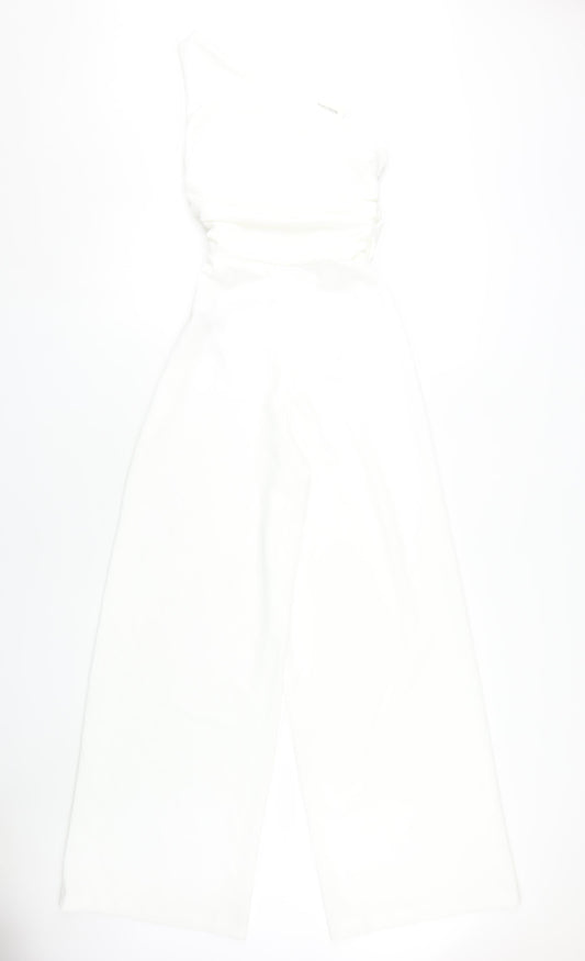 Zara Women's White One Shoulder Jumpsuit, XS