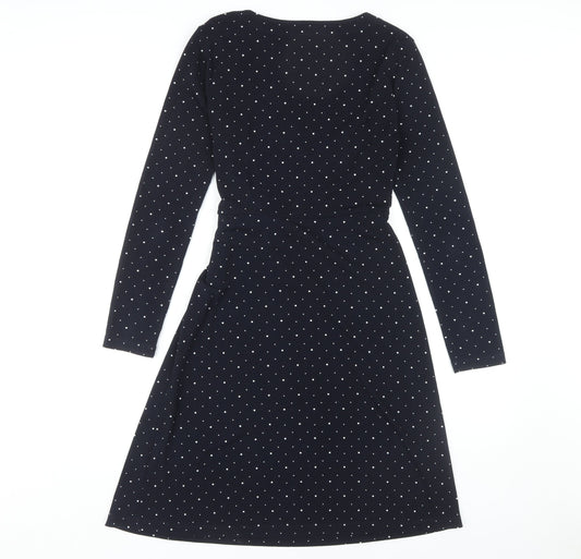 Banana Republic Women's Black Polka Dot Wrap Dress S