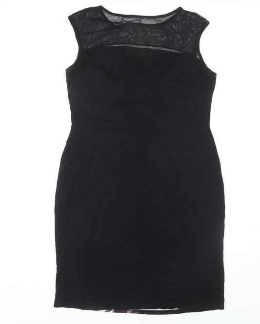 Roman Women’s Black Floral Sheath Dress Size 16