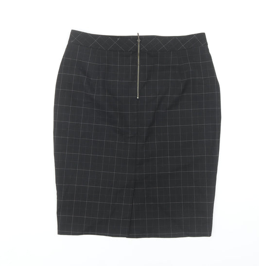 Marks and Spencer Black Check Pencil Skirt - UK 12