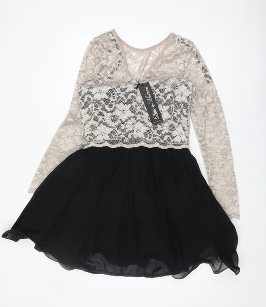 Little Mistress Women's Fit & Flare Black Lace Dress, Size 12