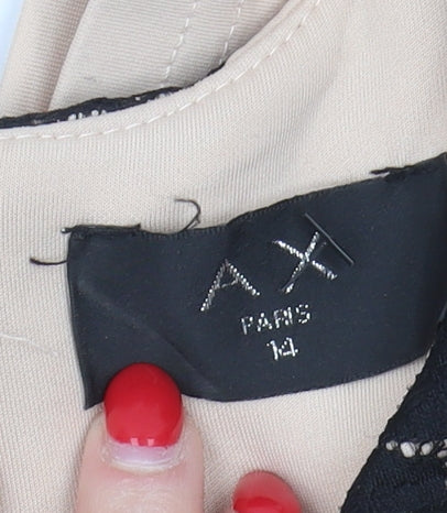 AX Paris Women's Beige Sheath Dress with Lace, Size 14