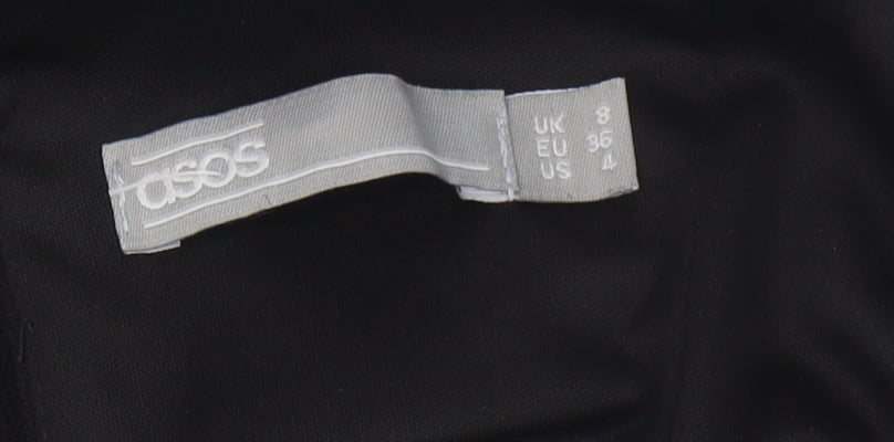 Brand and care label for ASOS Women's Black Bodycon Dress UK, size 8