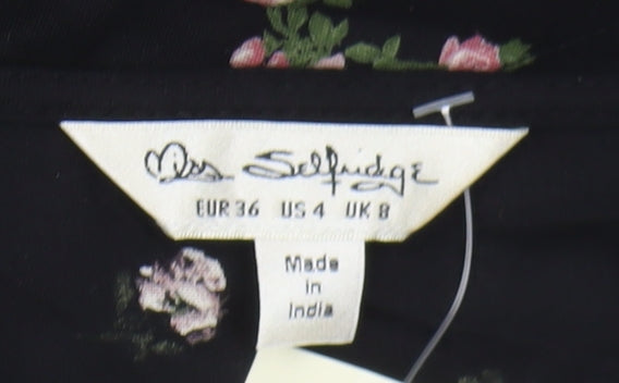 Miss Selfridge Women's Black Floral Midi Dress Size 8