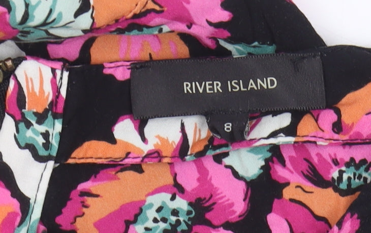 River Island Women's Black Floral Playsuit Size 8