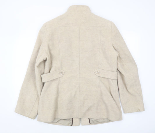 Klass Women's Beige Wool Jacket Size 16 Zip Casual