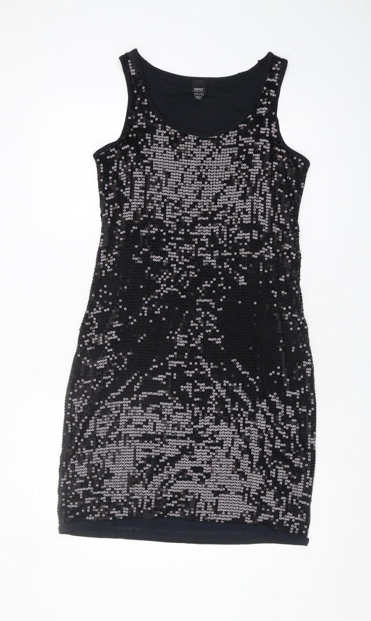 Additional front view of ESPRIT Women's Black Sequin Tank Dress S