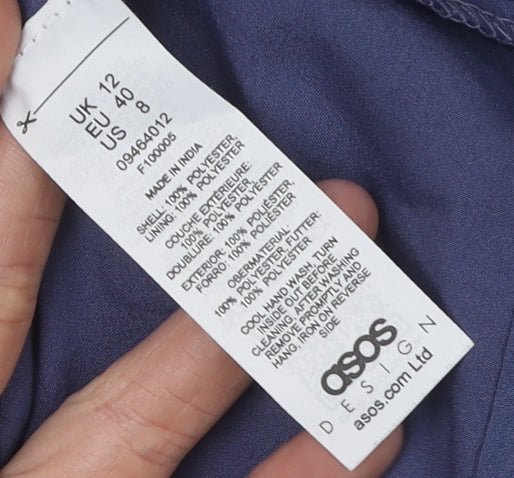 Close-up detail of ASOS Women's Blue Off the Shoulder Dress, size 12