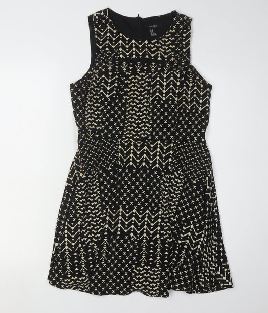 Forever 21 Women's Black Geometric Fit & Flare Dress M