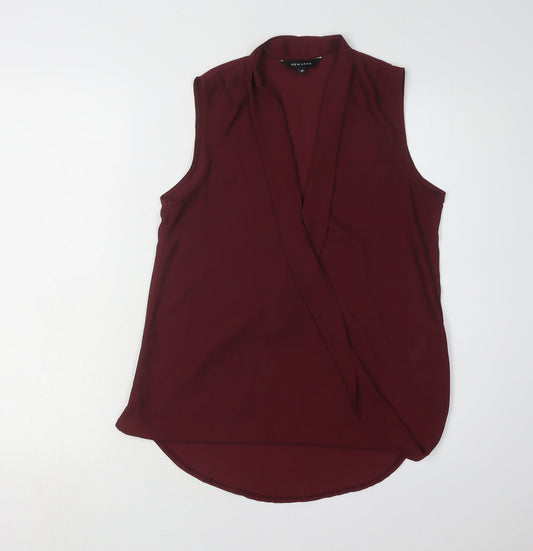 Womens UK Size 10 New Look Red Wrap Blouse