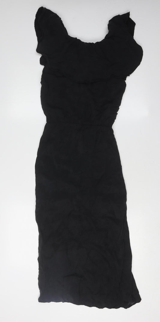 Zara Women's Black Midi Dress XS Lyocell