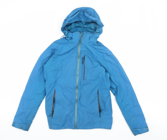 Womens UK Size 10 Mountain Warehouse Blue Rain Coat