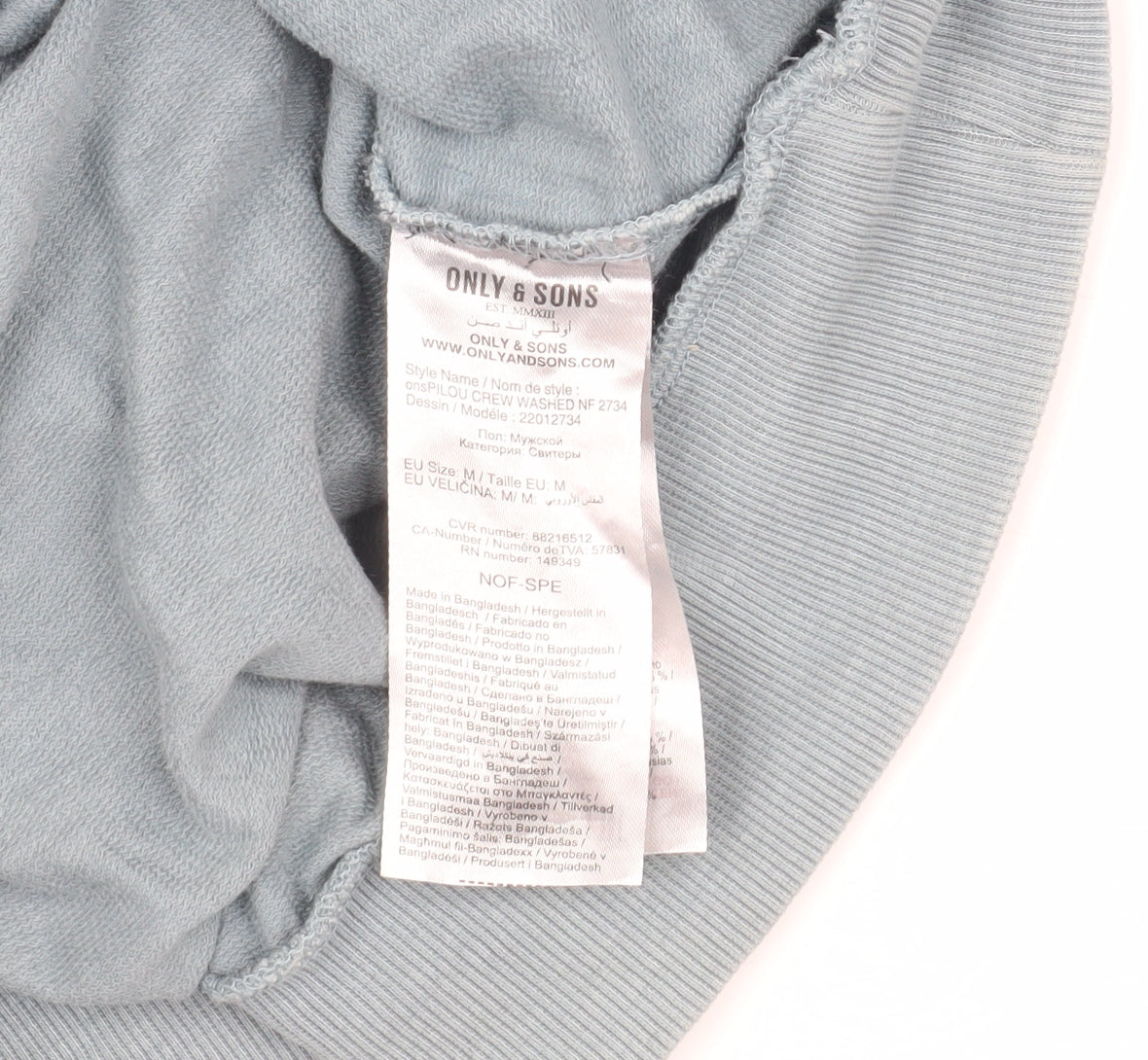 Mens UK Size M ONLY & SONS Blue Pullover Sweatshirt
