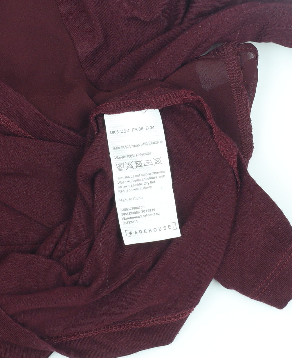Womens UK Size 8 Warehouse Red Basic Blouse