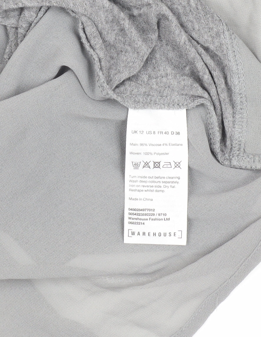 Womens UK Size 12 Warehouse Grey Basic Blouse
