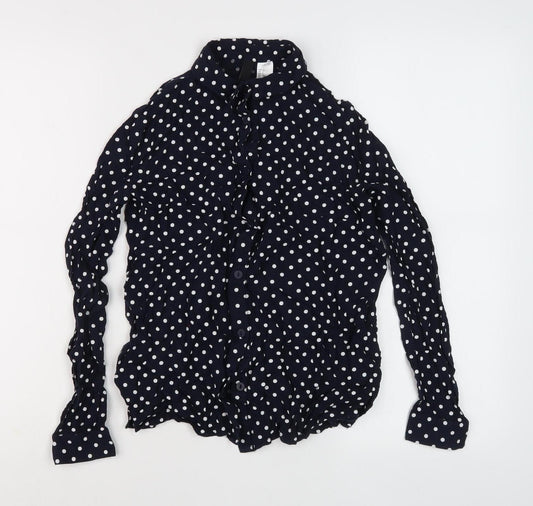 Womens UK Size 4 Divided Black Button-Up