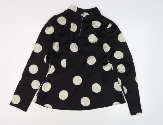New Look Women's Black High Neck Polka Dot Blouse