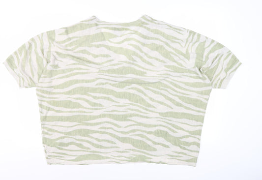 Womens UK Size XL Monsoon Green Cropped T-Shirt