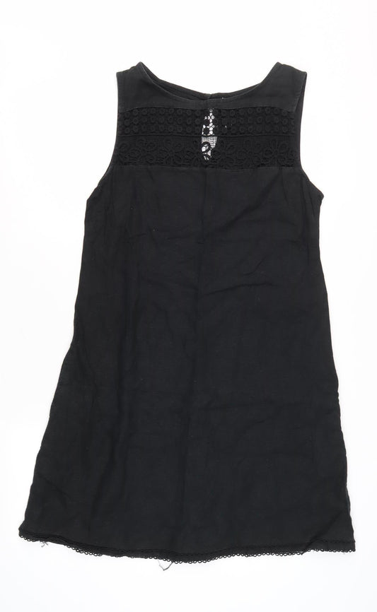 Next Women's Black Sleeveless Cotton Blend Shift Dress