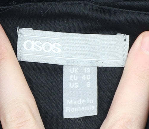 Brand and care label for ASOS Women's Black Sequin Halter Bodycon Dress