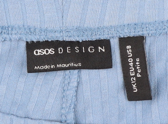 Brand and care label for ASOS Design Women's Blue Petite Stripe Leggings, size 12