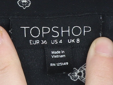 Womens UK Size 8 Topshop Black Button-Up