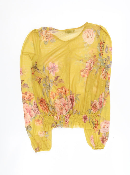 New Look Women's Floral Yellow Blouse, Size 10