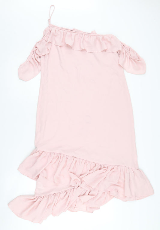NA-KD Pink One Shoulder Asymmetric Dress Size 10