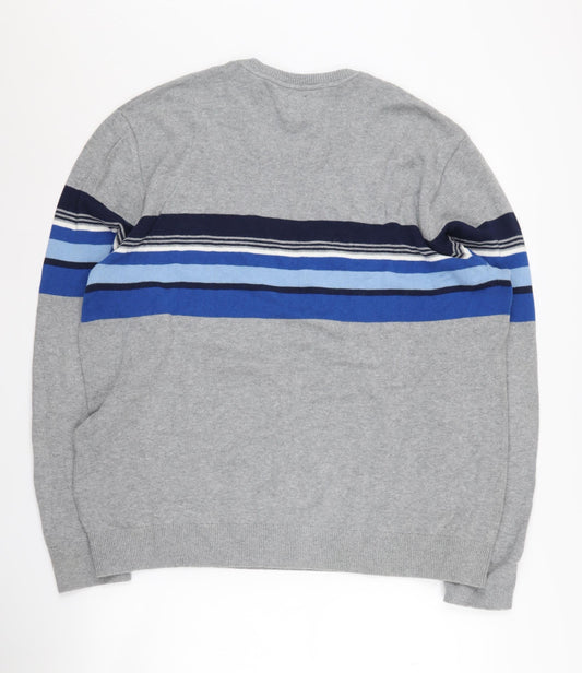 GAP Men's Grey Striped Pullover Jumper XL