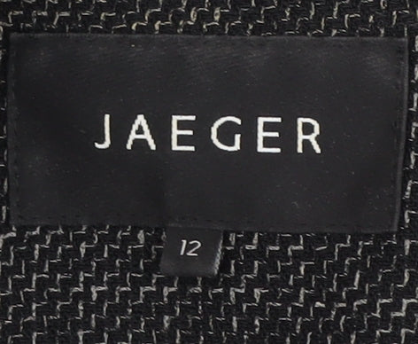Jaeger Women's Black Blazer - Size 12, Elegant and Sophisticated