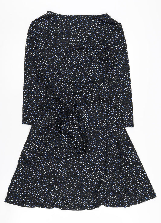 QED London Women's Black Fit & Flare Dress Size 12