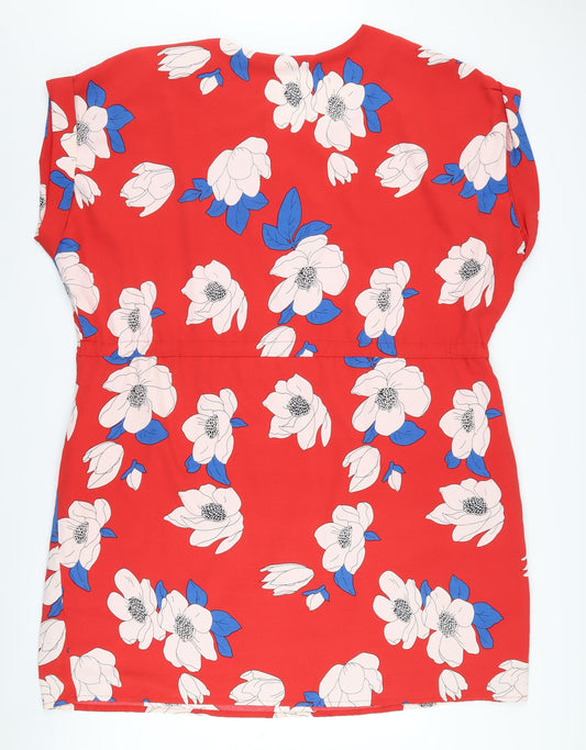 Yumi Women's Red Floral Dress Size 24 Short Sleeve
