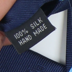 Blue Handmade Silk Rugby Tie, Men's One Size