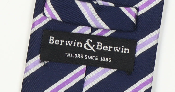 Mens Berwin & Berwin Blue Striped 100% Silk Tie