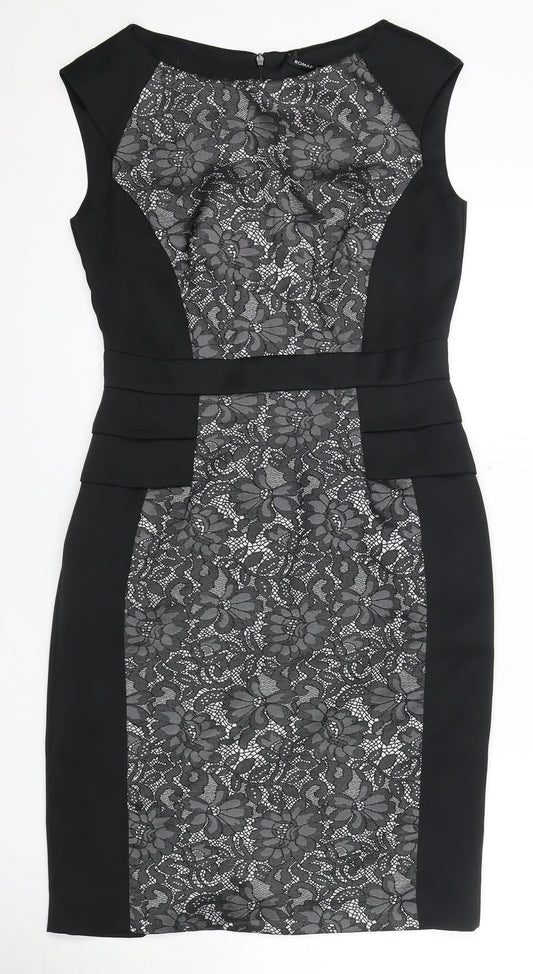 Additional front view of Roman Women’s Black Lace Detail Sheath Dress, size UK 10