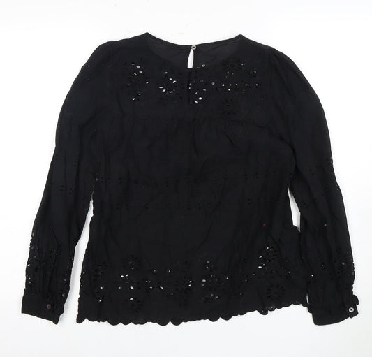 Hush Women's Black Embroidered Blouse Size 6