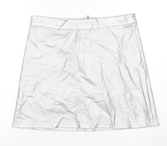 Additional front view of Jacqueline de Yong Women's Silver Large Short Zip Skirt