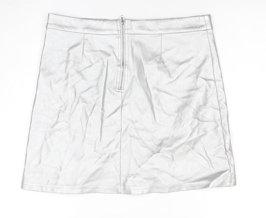 Jacqueline de Yong Women's Silver Large Short Zip Skirt