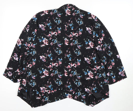 Warehouse Women's Black Floral Blazer Size 14