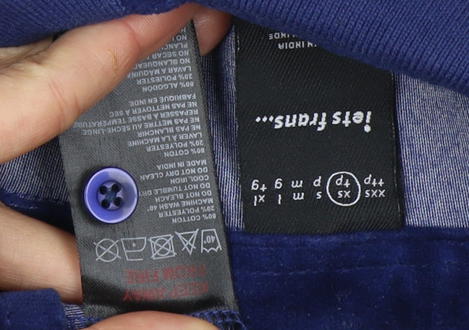 Close-up detail of Let's Trans unisex blue velour henley sweatshirt 12
