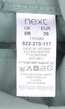 Womens UK Size UK 10 NEXT Regular Fit Cropped Green Trousers