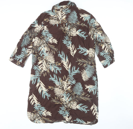 Next Women’s Brown Floral Shirt Dress Size 14