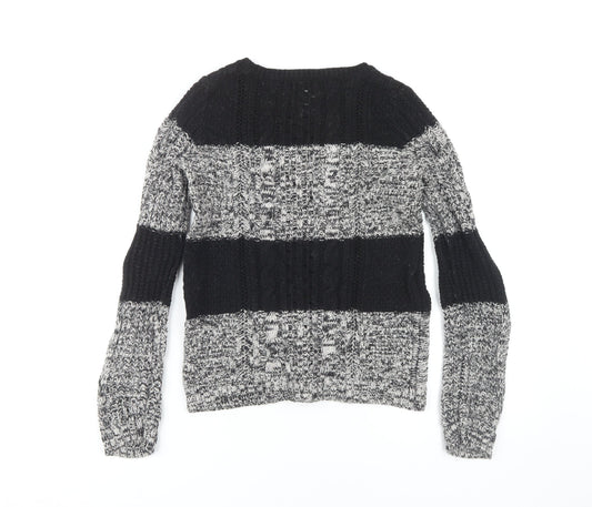 Gap Women's Black Striped Pullover Jumper - S, Cable-Knit