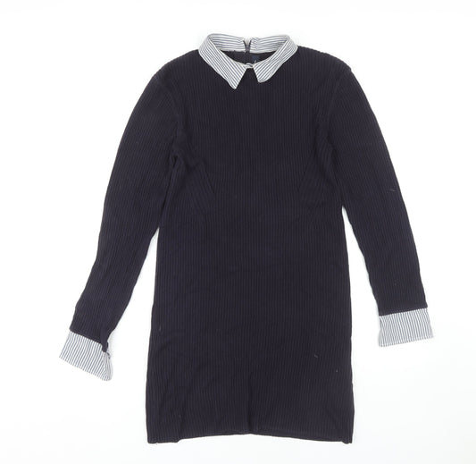 Additional front view of French Connection Women's Black Cotton Shift Dress